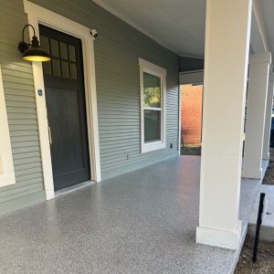 outdoor patio with polyurea concrete coating